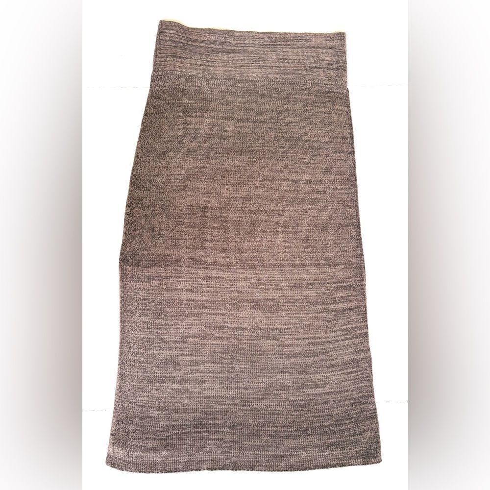 Ladies Free People Heather Brown Ribbed Sweater Pencil Stretch Midi Skirt Size S